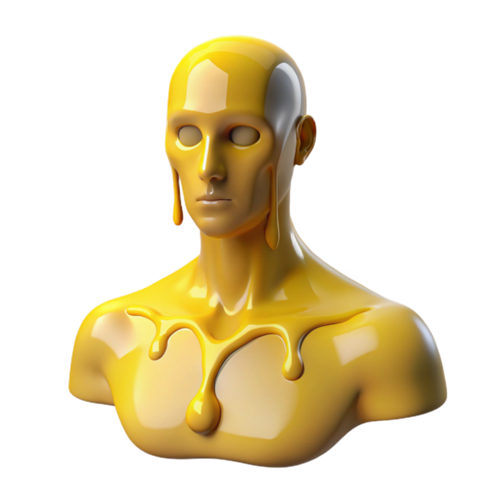 vibrant classic Melting Mannequin Isolated with Yellow Drip genuine png
