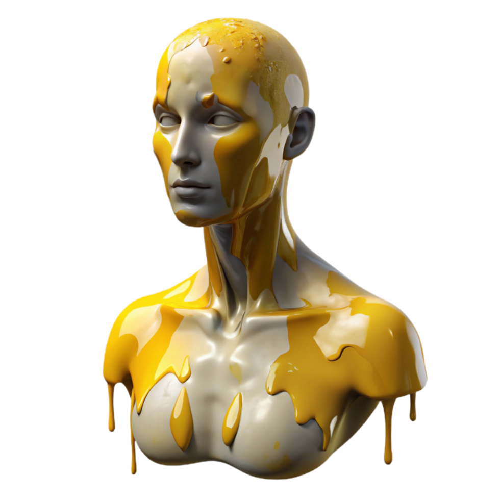 extraordinary vintage Melting Mannequin Isolated with Yellow Drip exclusive png