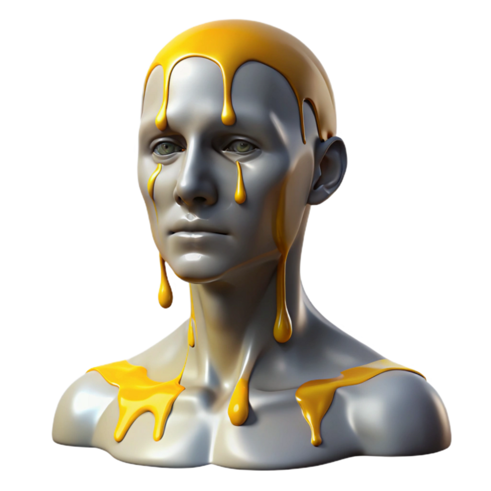stunning rustic Melting Mannequin Isolated with Yellow Drip professional png