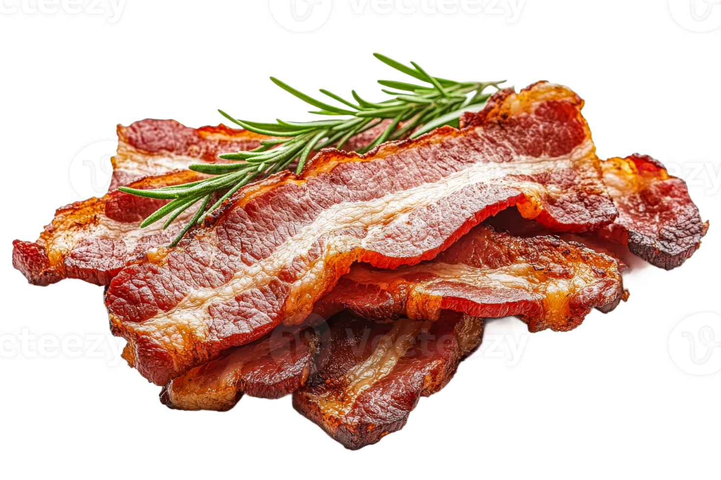 Crispy bacon slices garnished with fresh rosemary png