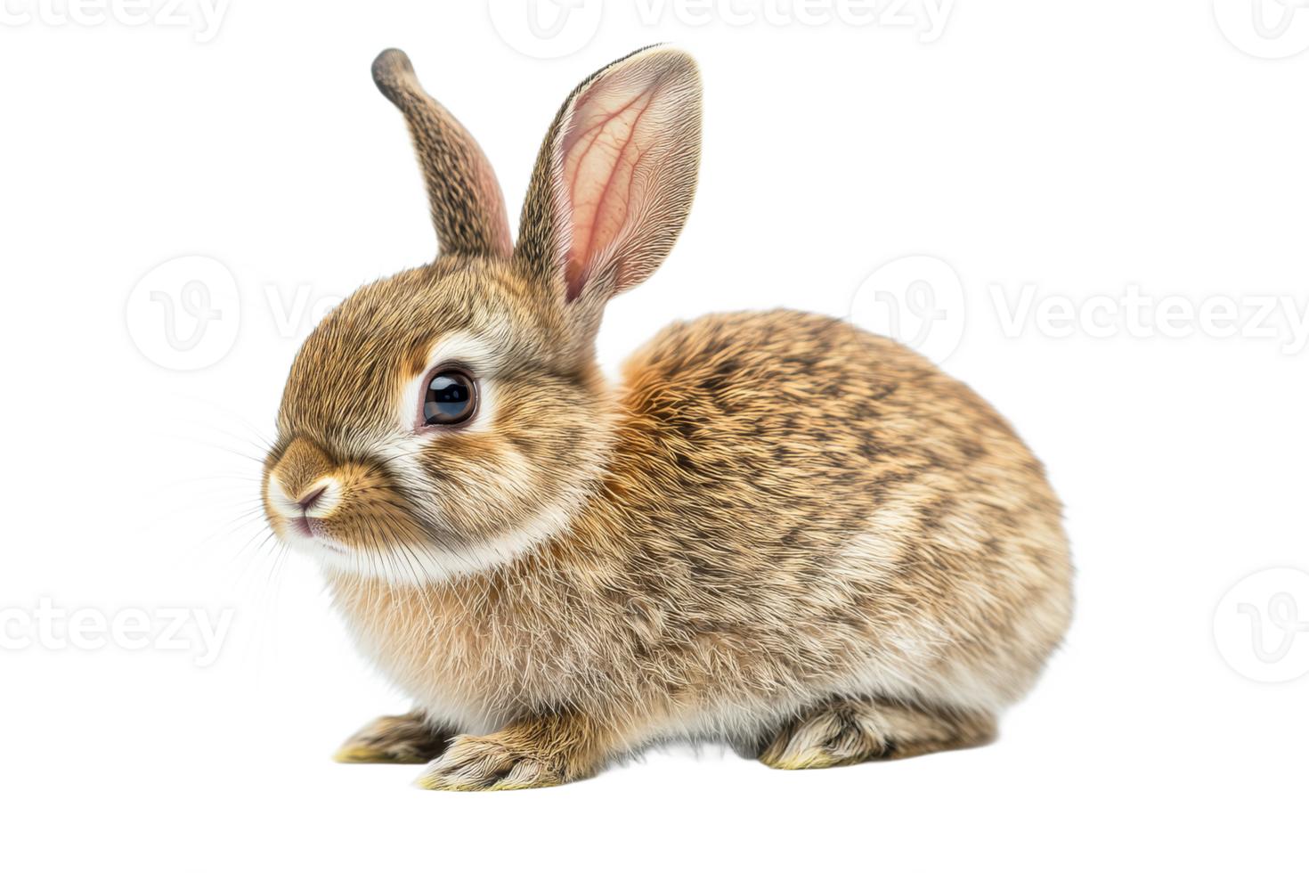 Cute rabbit with soft fur on transparent background png