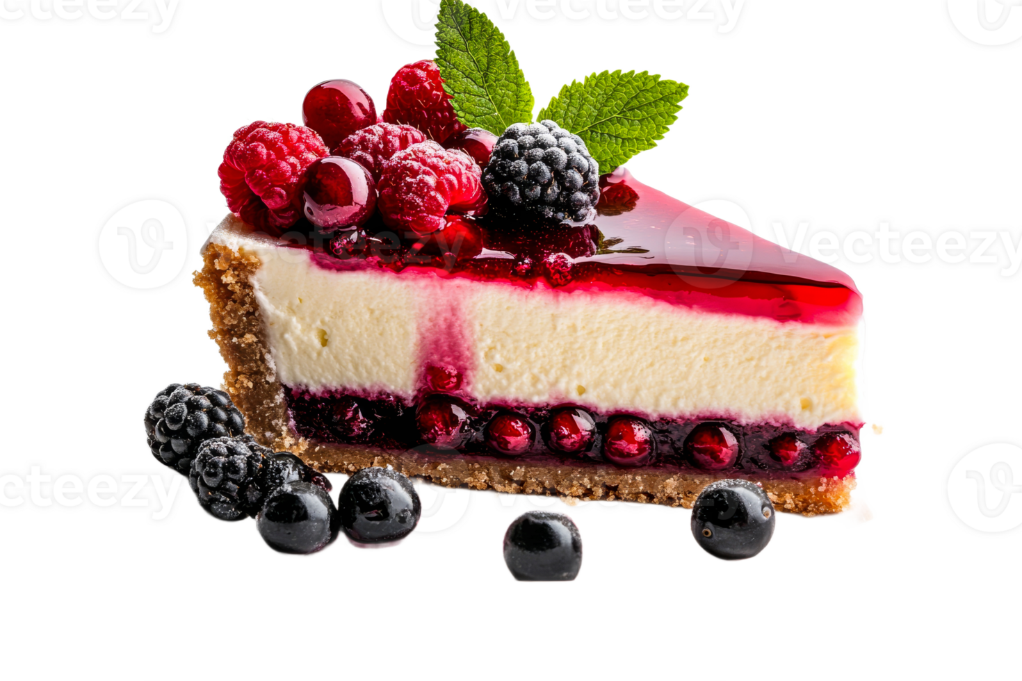 Delicious berry cheesecake on a transparent background png