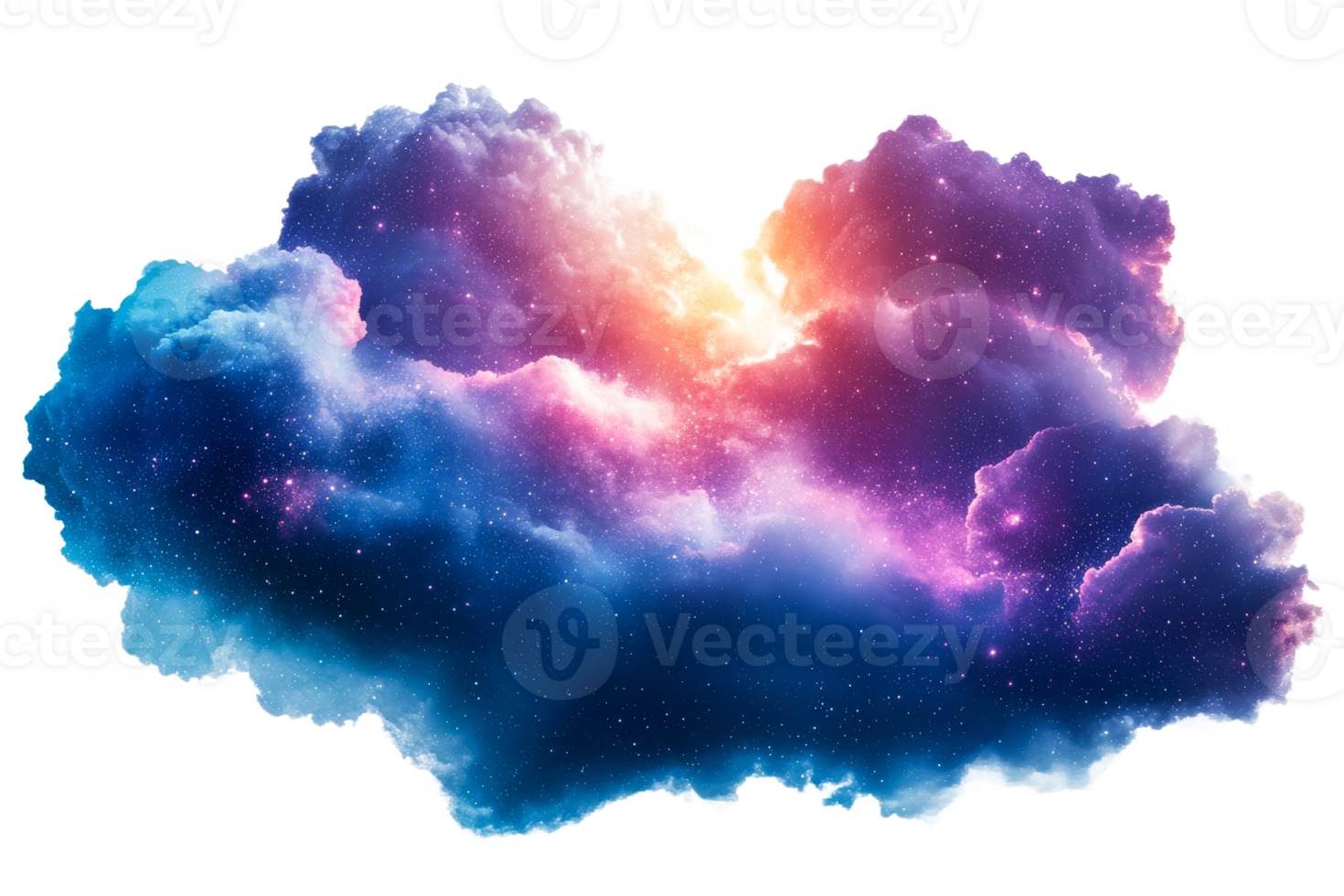 Vibrant celestial cloud with colorful cosmic elements png