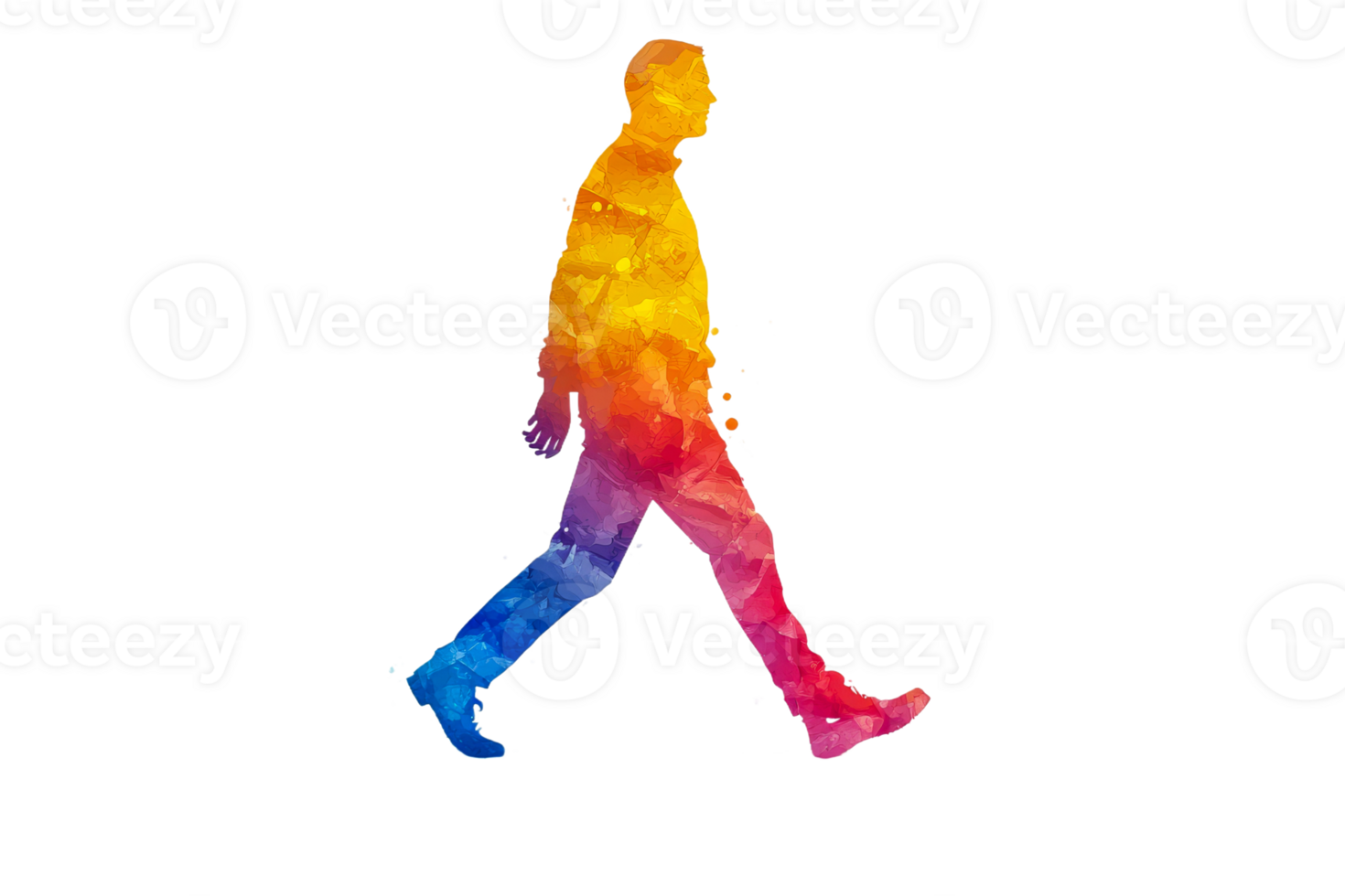 Colorful silhouette of a person walking with vibrant shades png