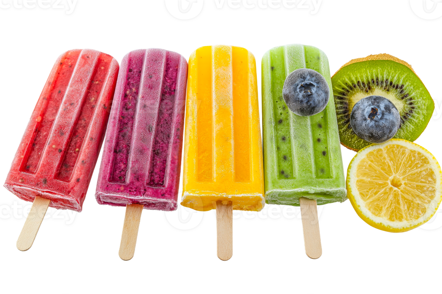 Colorful fruit popsicles on a white background png