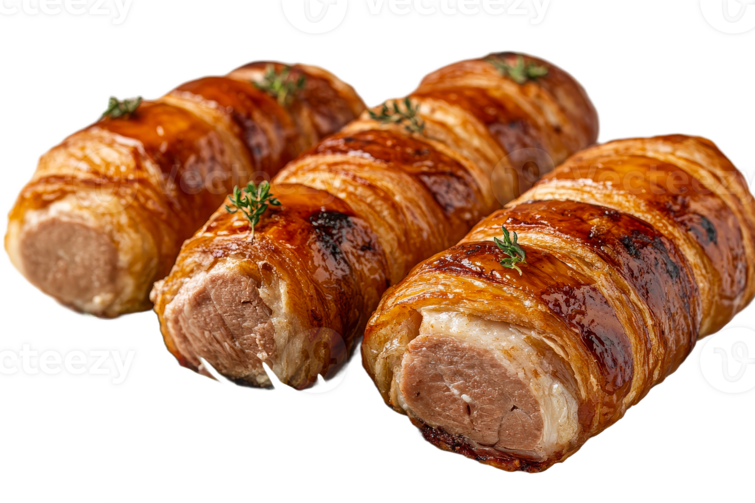 Delicious meat pastry rolls with crispy crust png