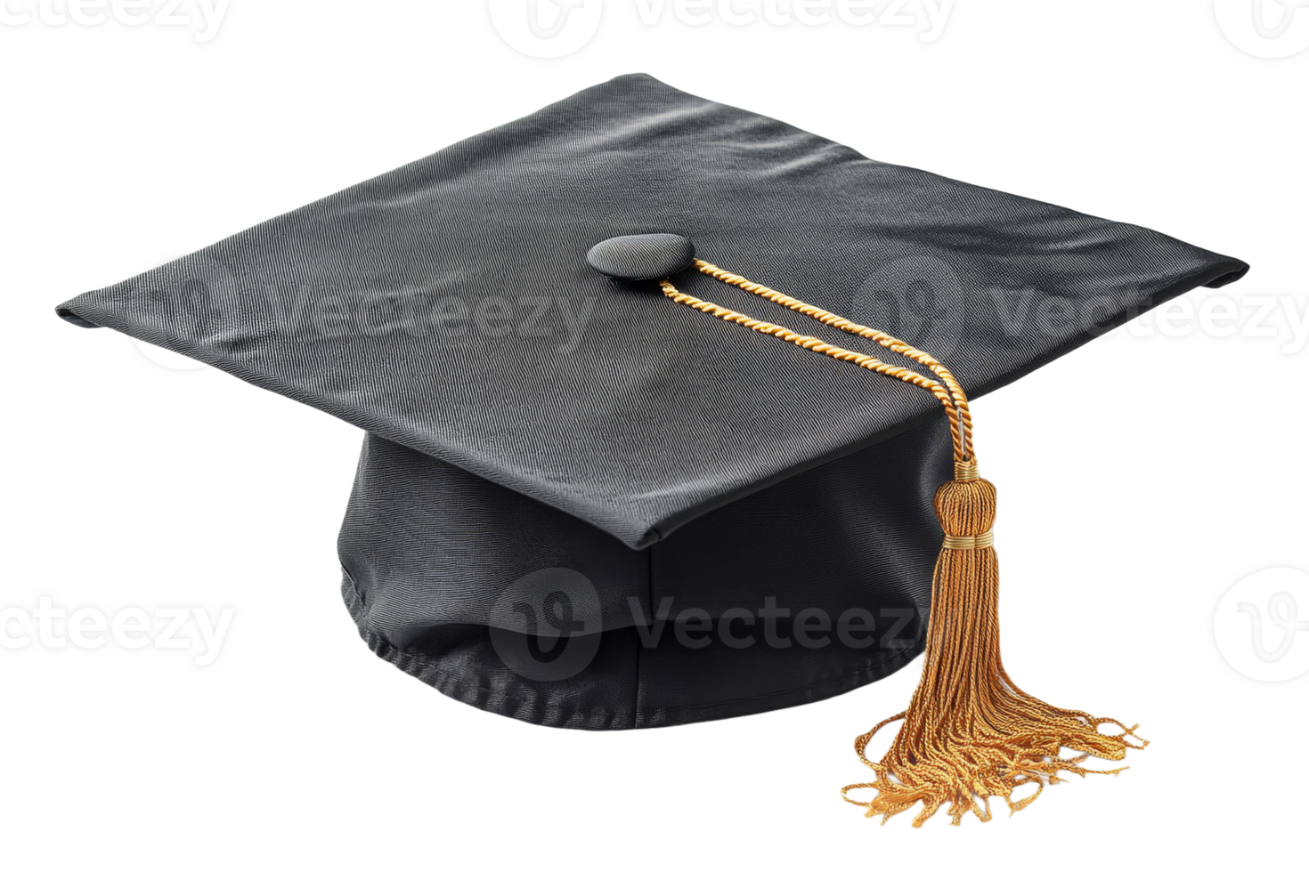 Graduation cap with gold tassel on transparent background png
