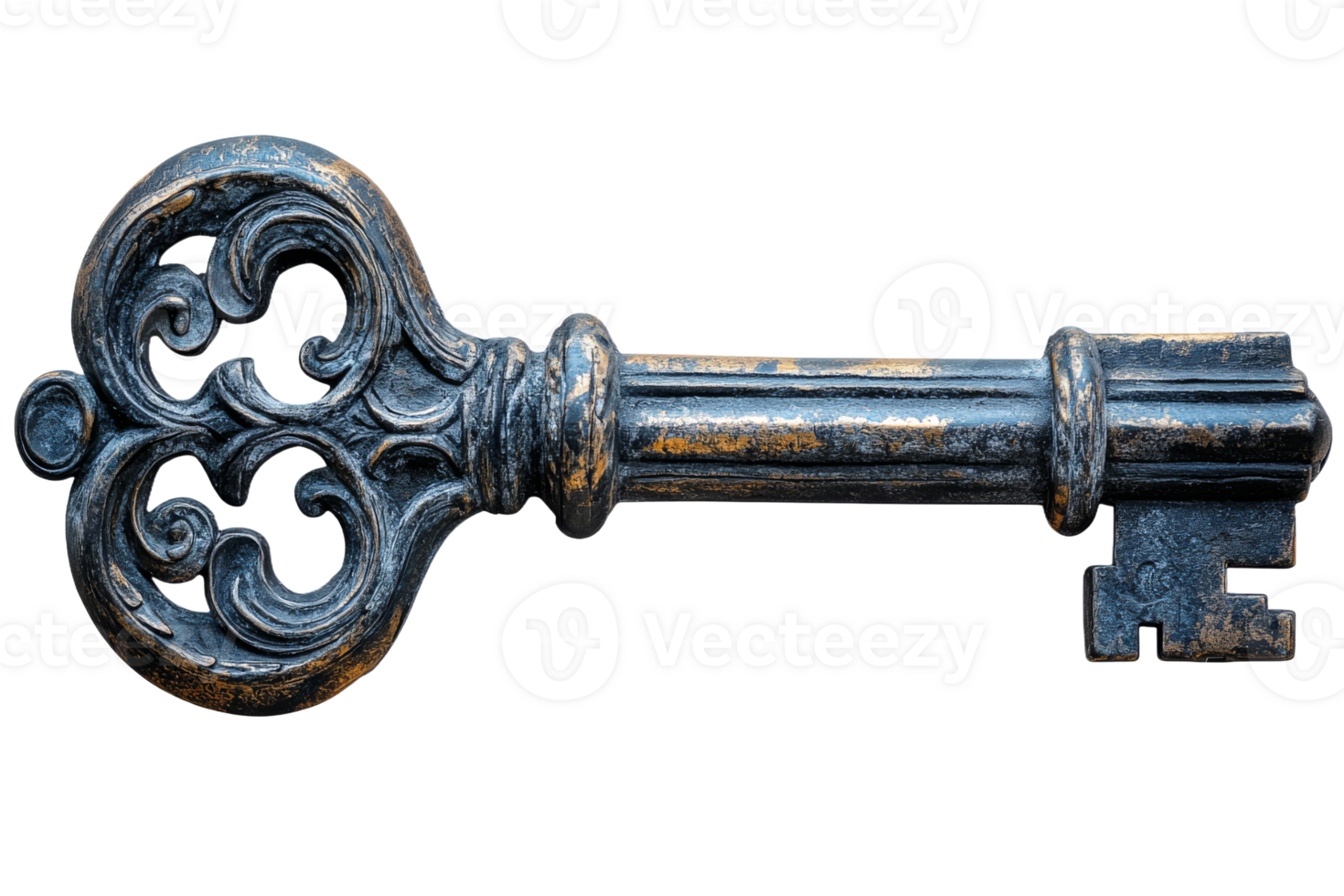 Decorative vintage key with intricate design and details png