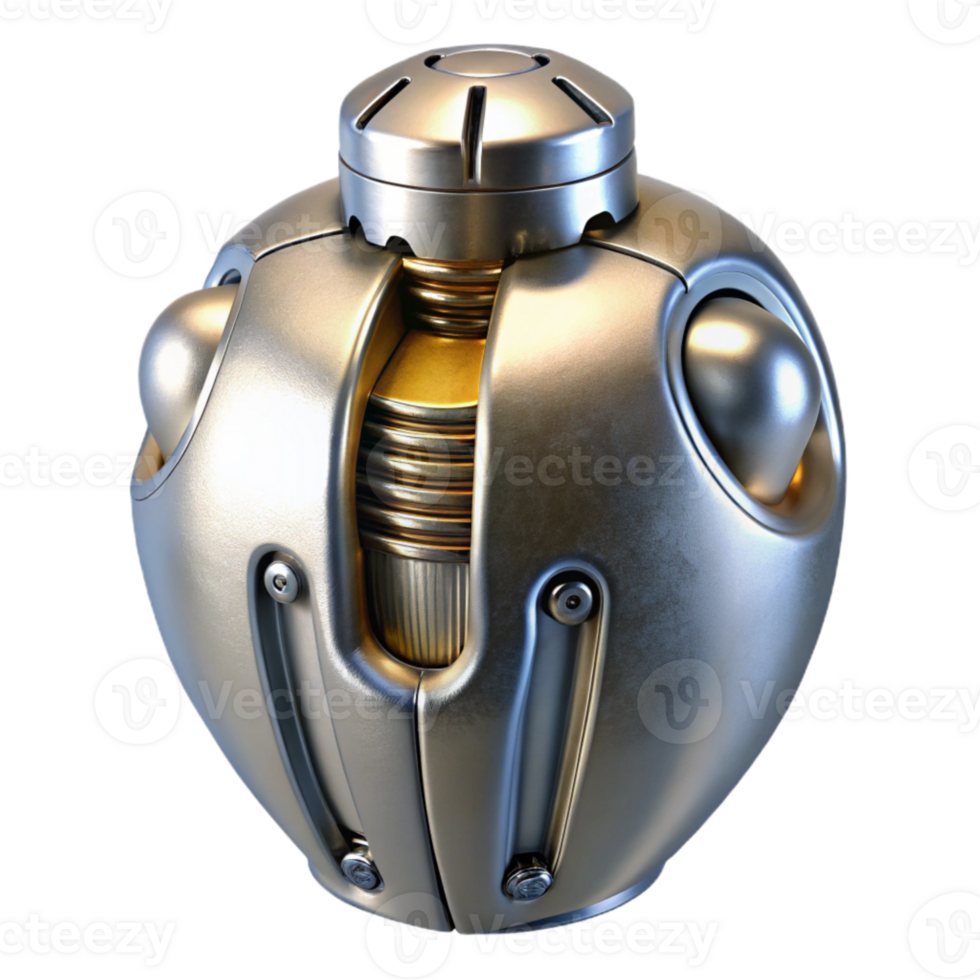 impressive rustic Metallic Bio Cybernetic Implant Front View Cutout original png