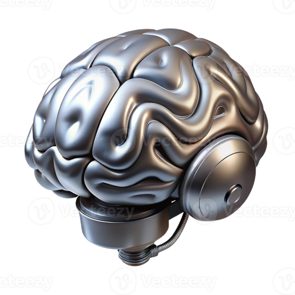stunning contemporary Metallic Brain Interface Side Angle Transparent Background png