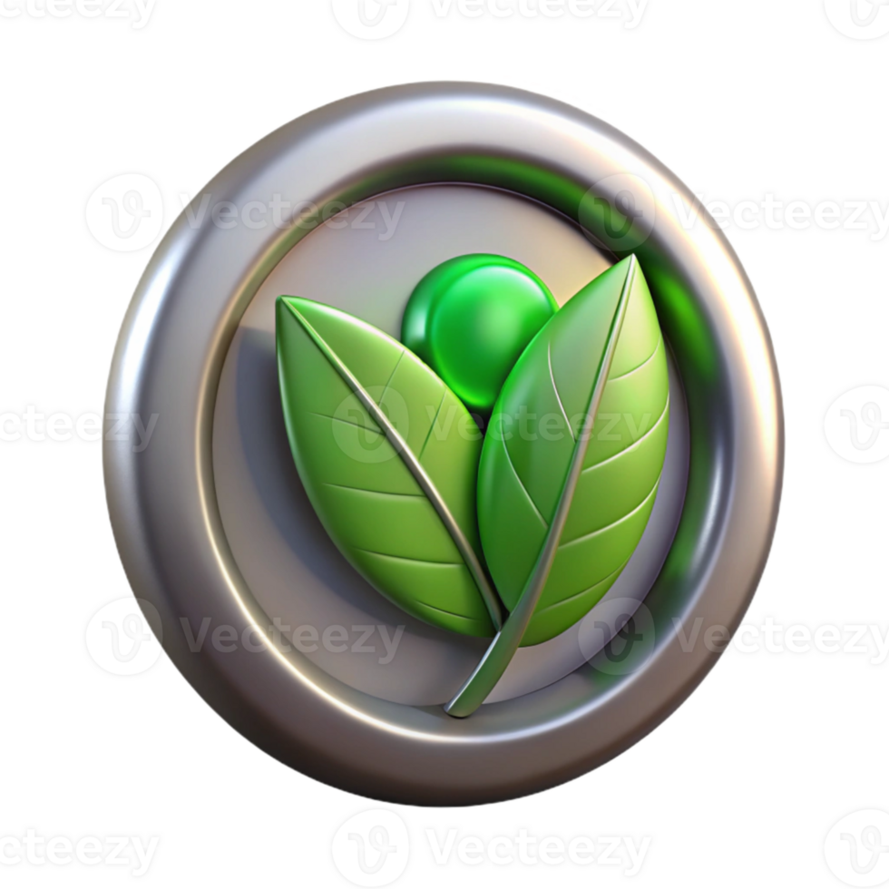 impressive traditional Metallic Button and Green Leaf Stem Transparent Background exclusive png