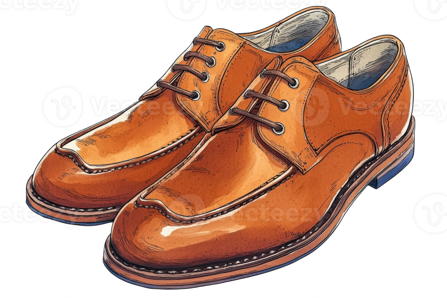 Stylish brown leather shoes with detailed design features png