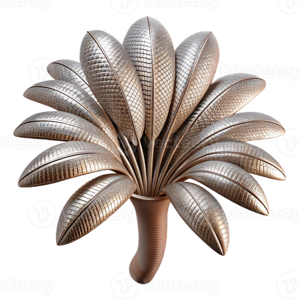 elegant abstract Metallic Mesh and Tropical Palm Leaf Isolated png