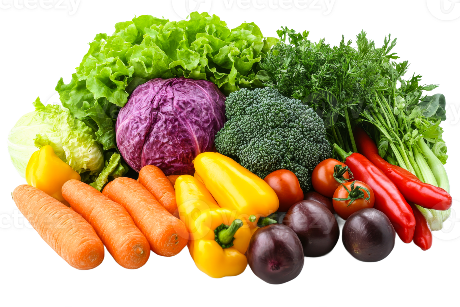 Fresh and colorful assortment of seasonal vegetables png