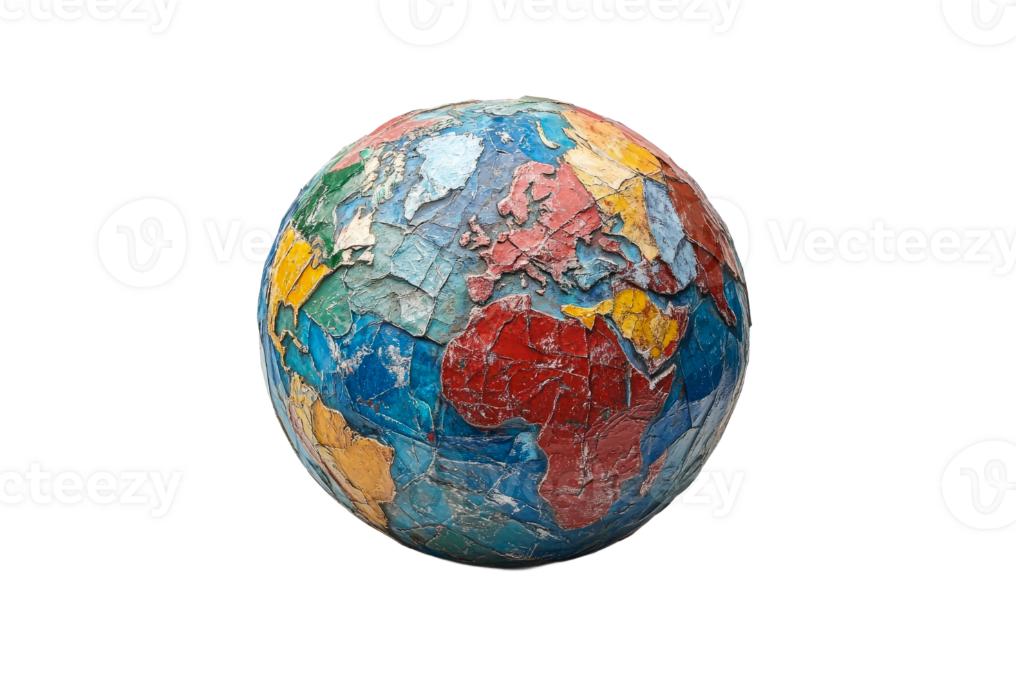 Colorful globe showcasing world continents in bright hues png