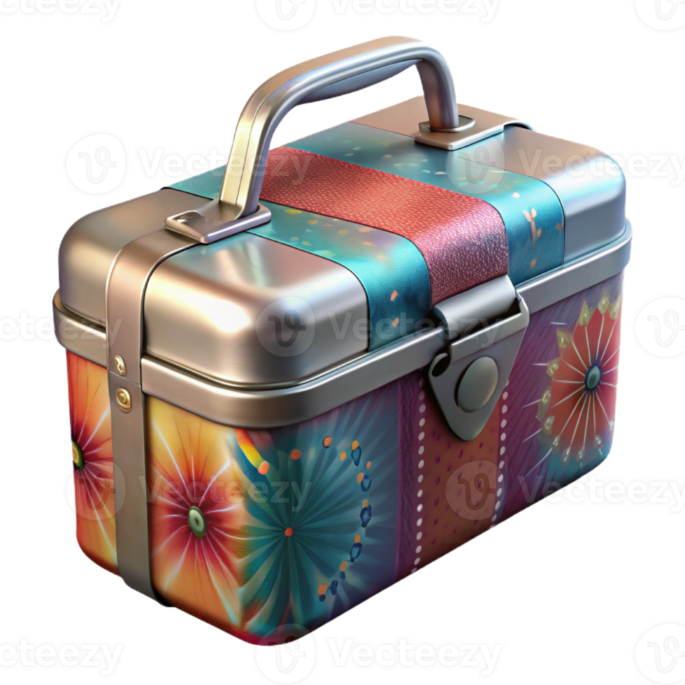 vibrant contemporary Metal Lunchbox with Colorful Design Transparent original png