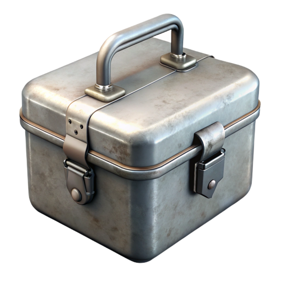 stunning artistic Metal Lunchbox with Secure Latch Transparent Background detailed png