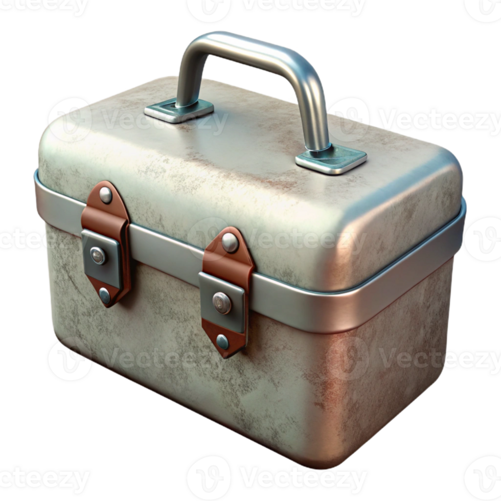 elegant vintage Metal Lunchbox with Secure Latch Transparent Background professional png