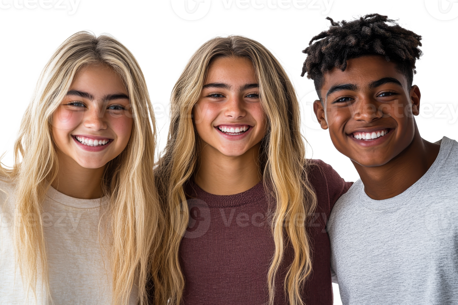 Cheerful group of young friends smiling together png