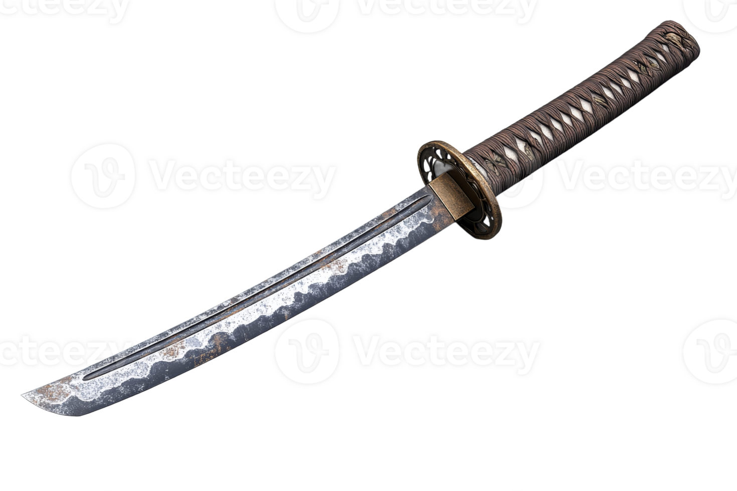 Elegant katana with intricate blade design png