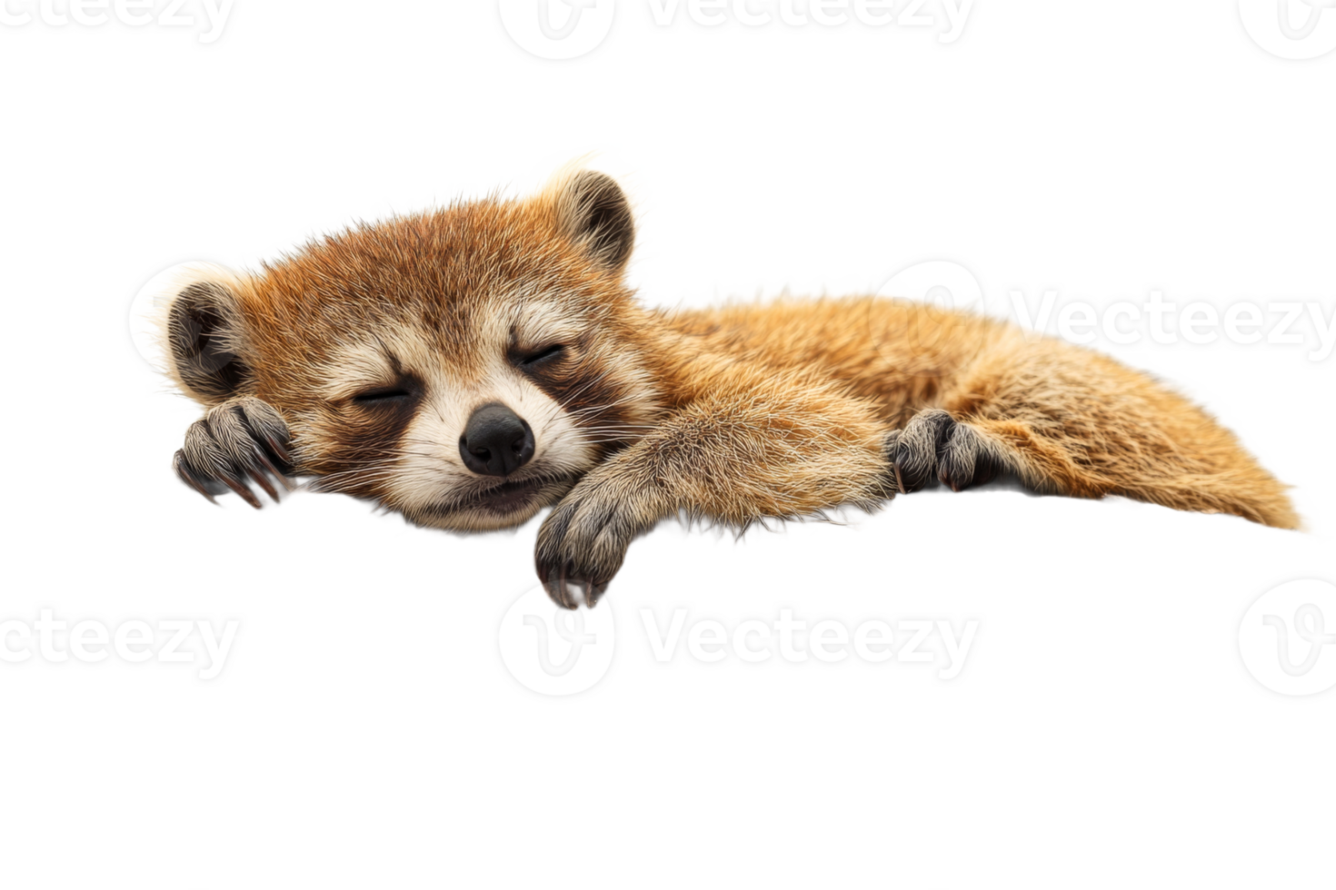 Raccoon resting peacefully on a transparent background png