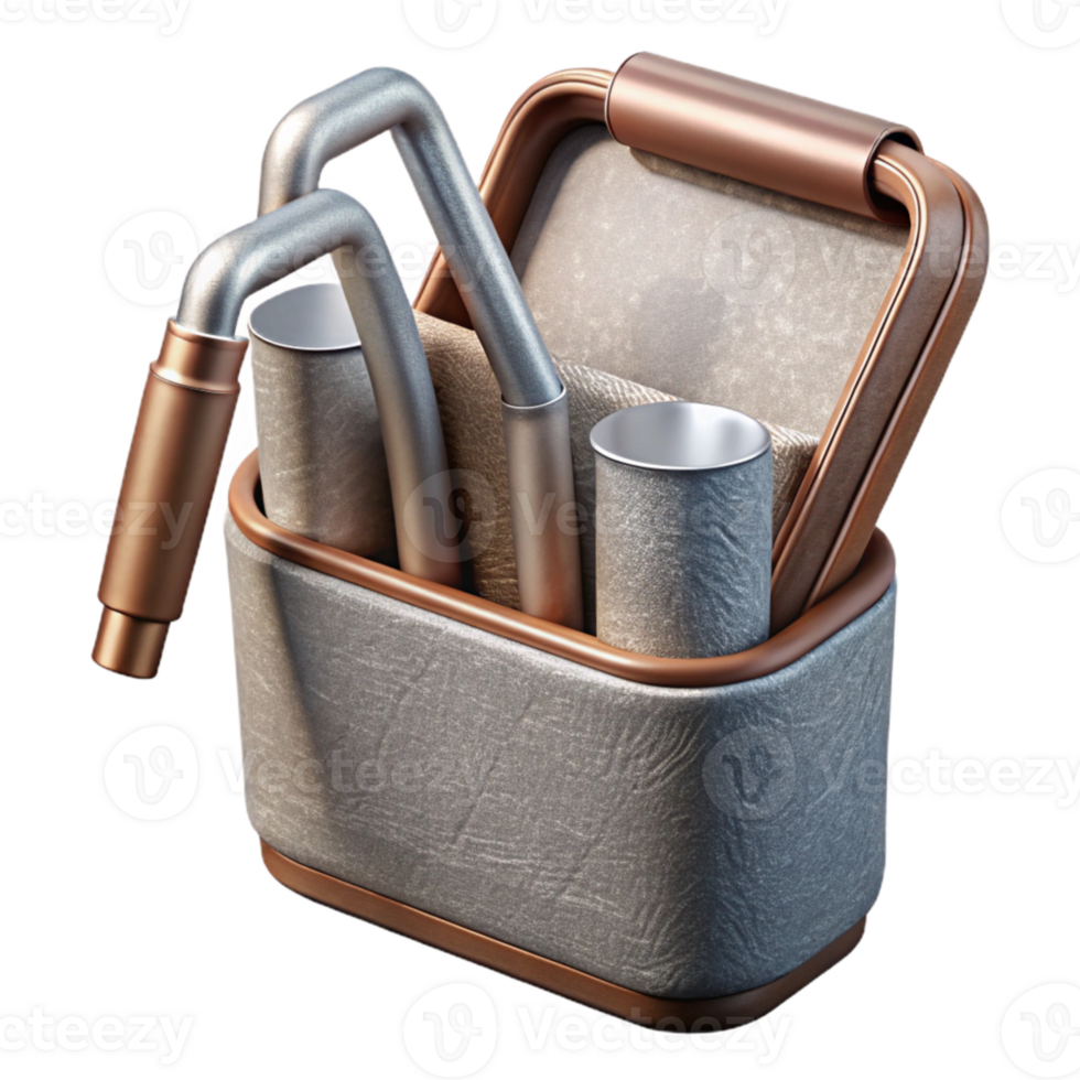 beautiful classic Metal Straws with Carrying Case Isolated on Transparent Background high quality png