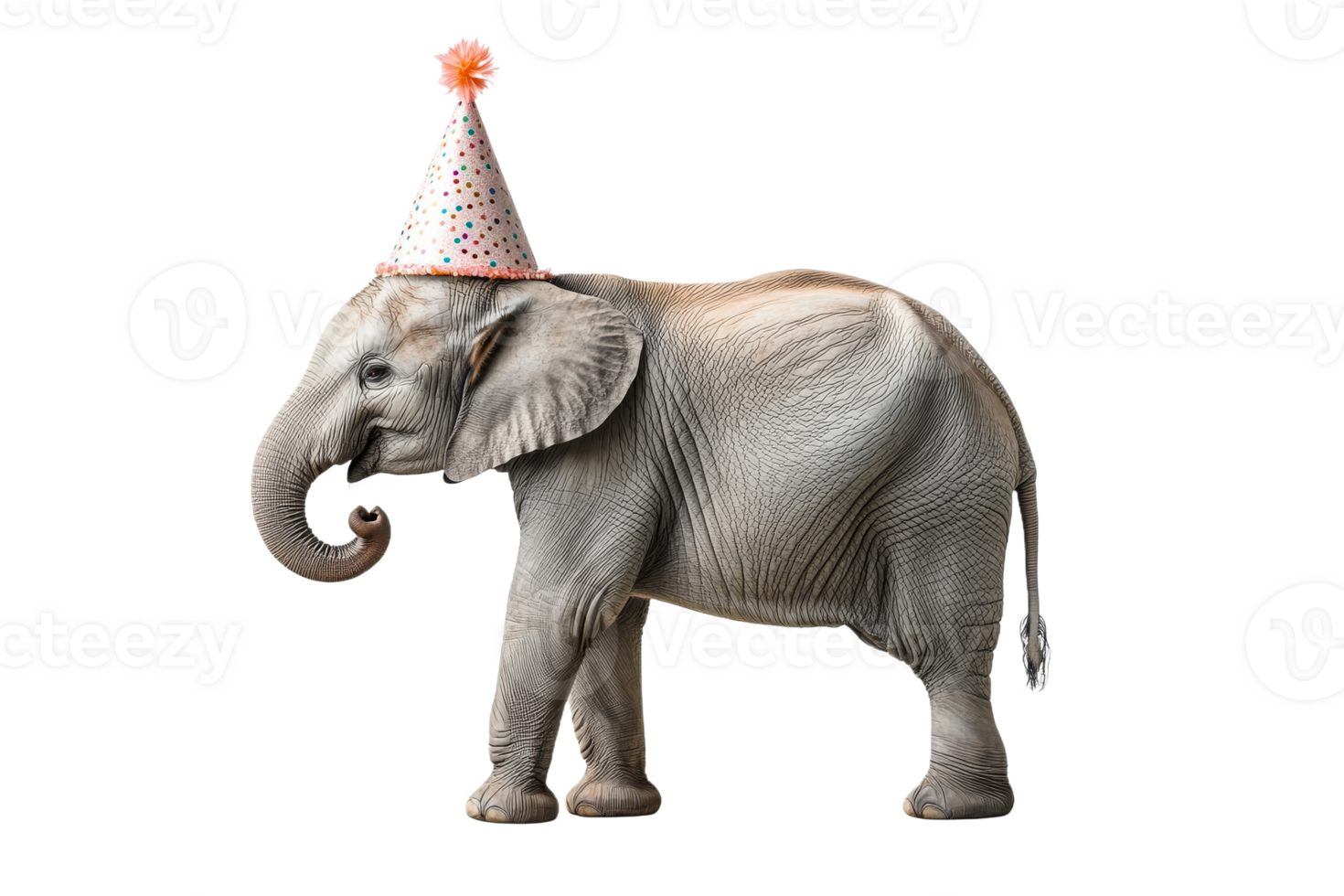 Elephant wearing a party hat for celebration png