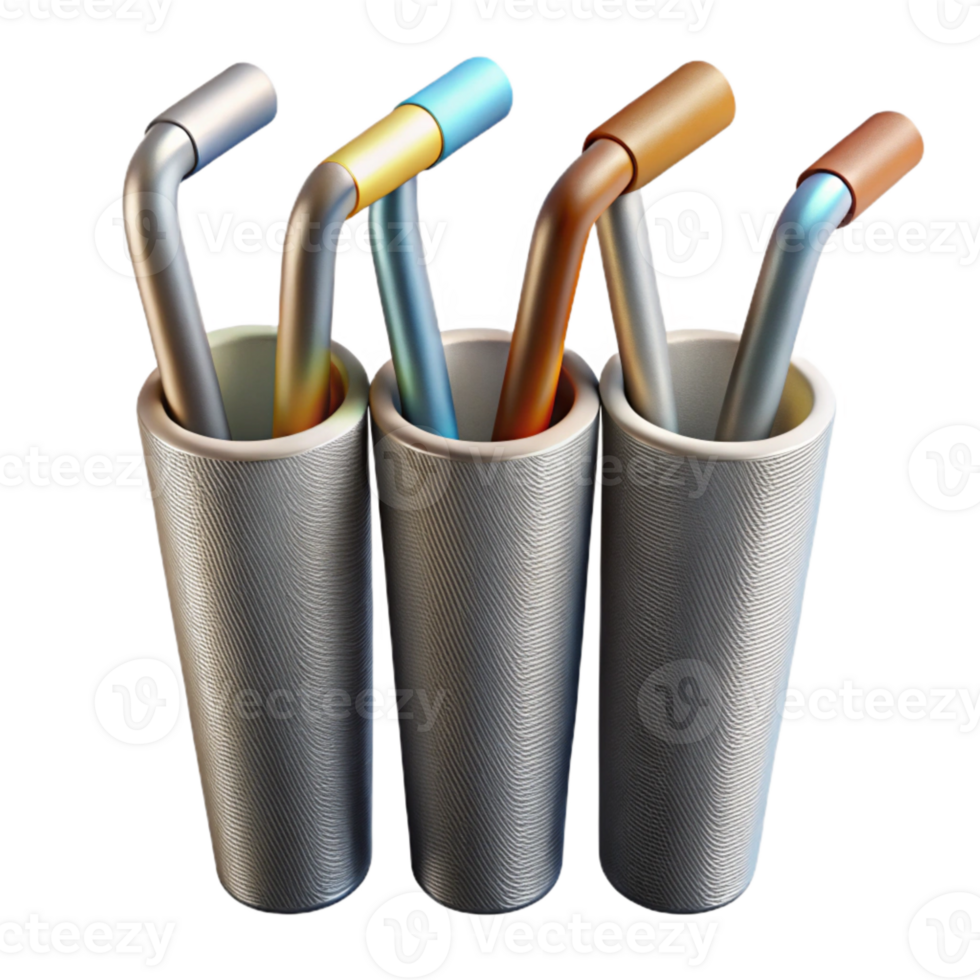 extraordinary abstract Metal Straws with Silicone Tips Isolated on Transparent Background png