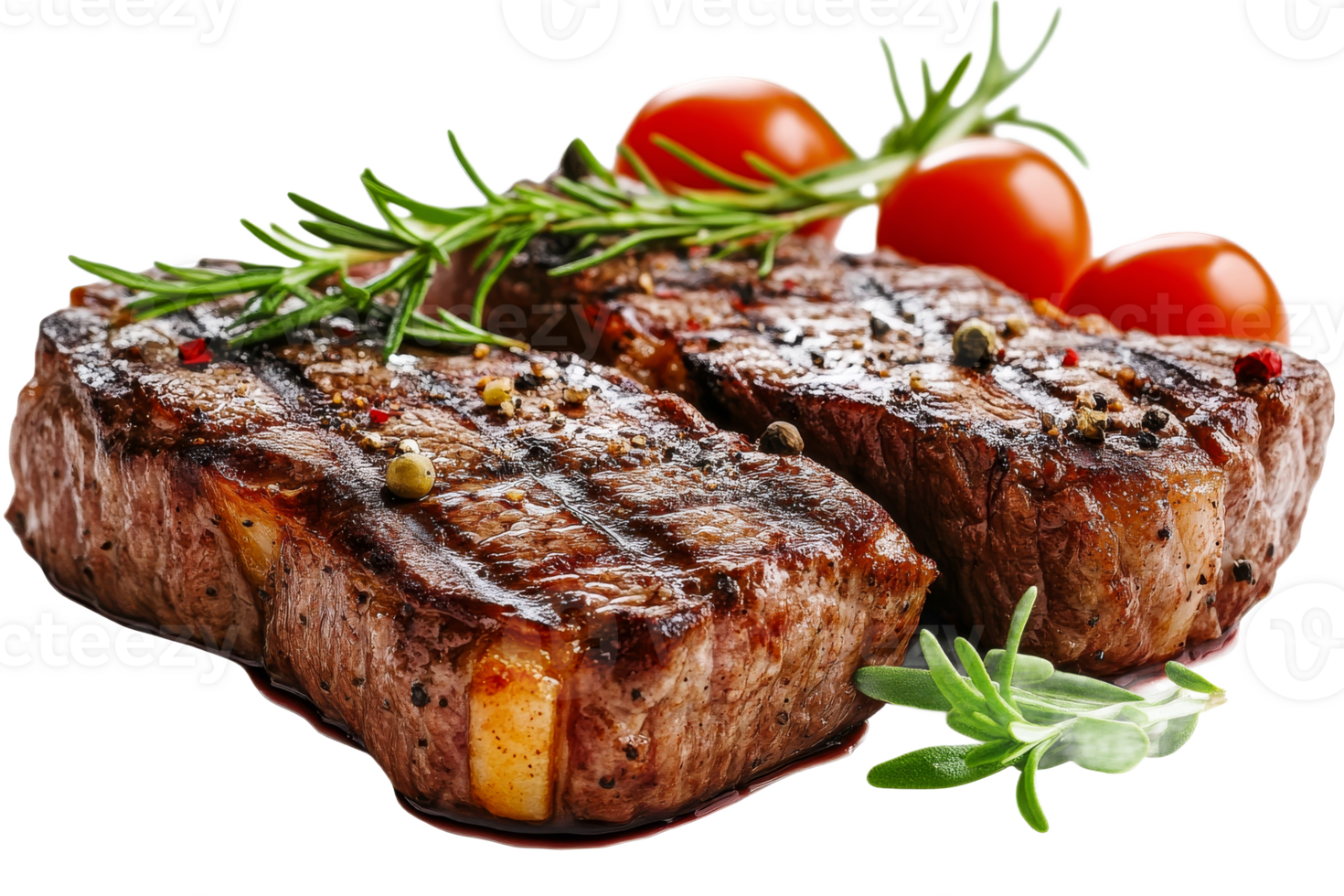 Herbed steak with cherry tomatoes ready to serve png