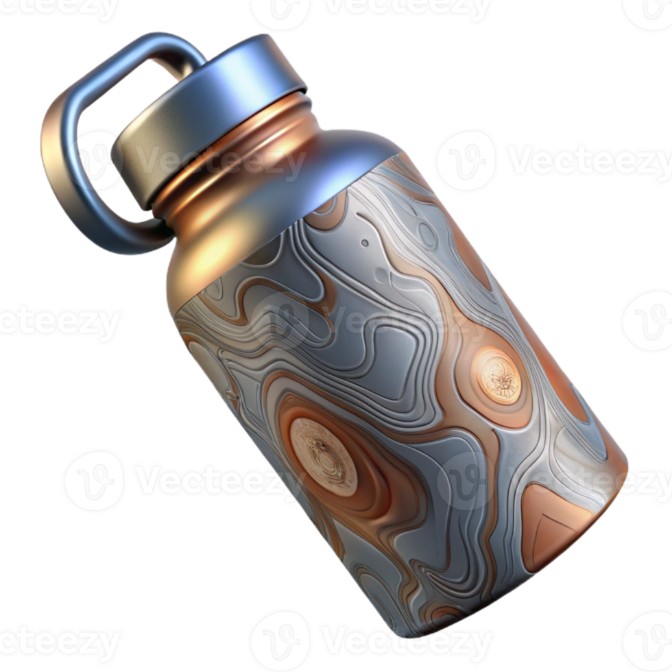 elegant classic Metal Water Bottle with Handle Side View Cutout professional png