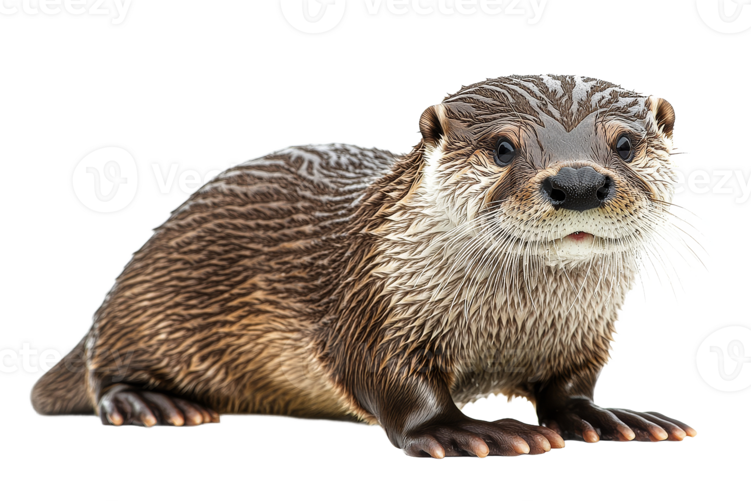 Otter with glossy fur on transparent background png