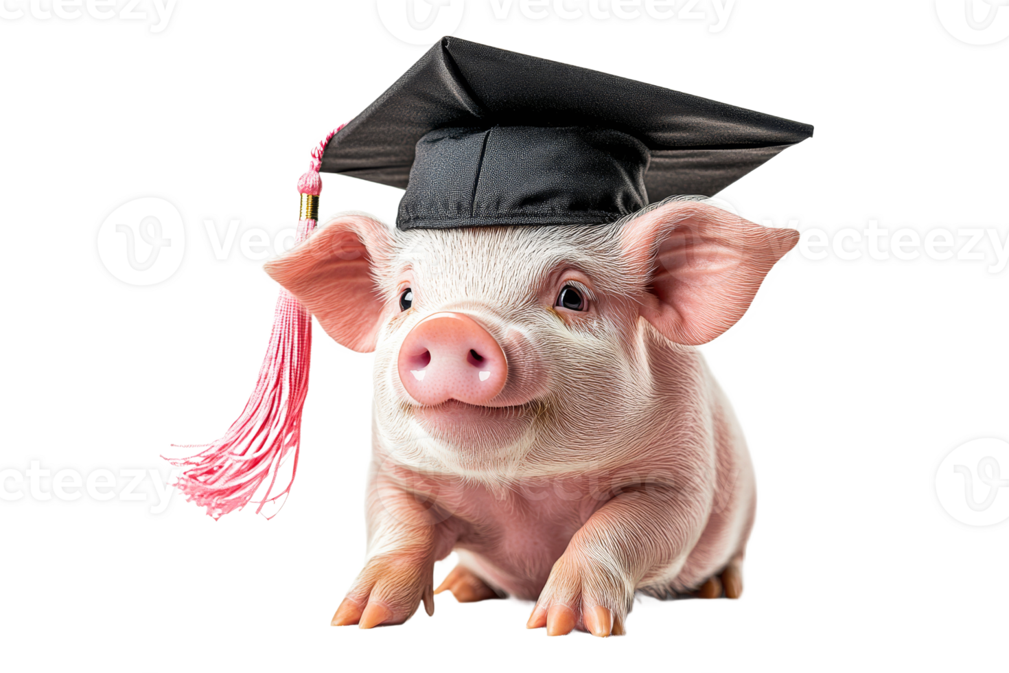 Graduation pig wearing a cap with tassel png