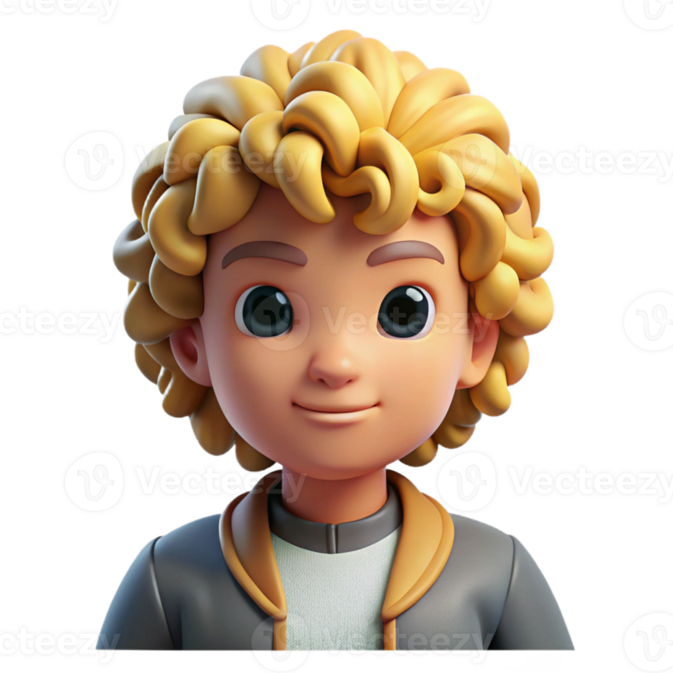 elegant classic Metaverse Character Hair Blonde Curls Isolated high resolution png