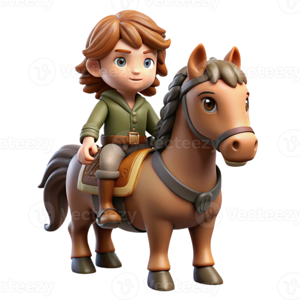 vibrant rustic Metaverse Character Mount Horse Brown Mane Isolated professional png