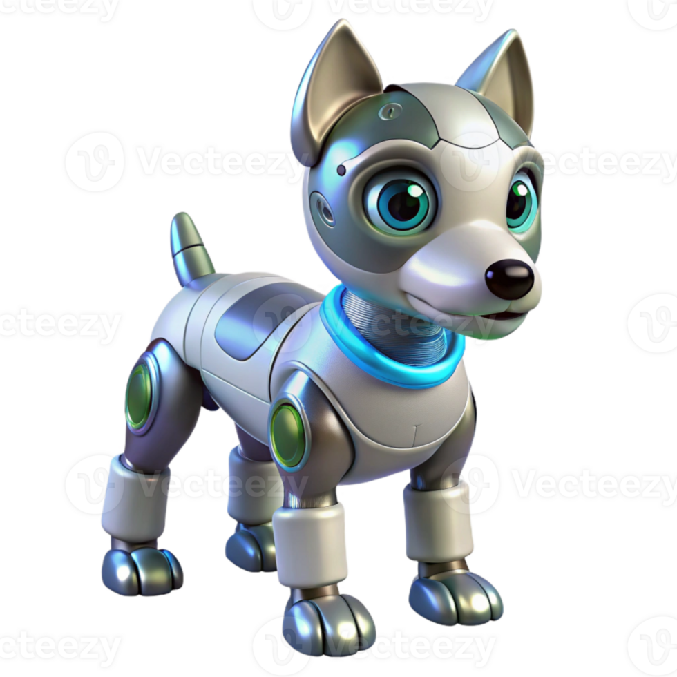 elegant rustic Metaverse Character Pet Robot Dog Transparent Background professional png