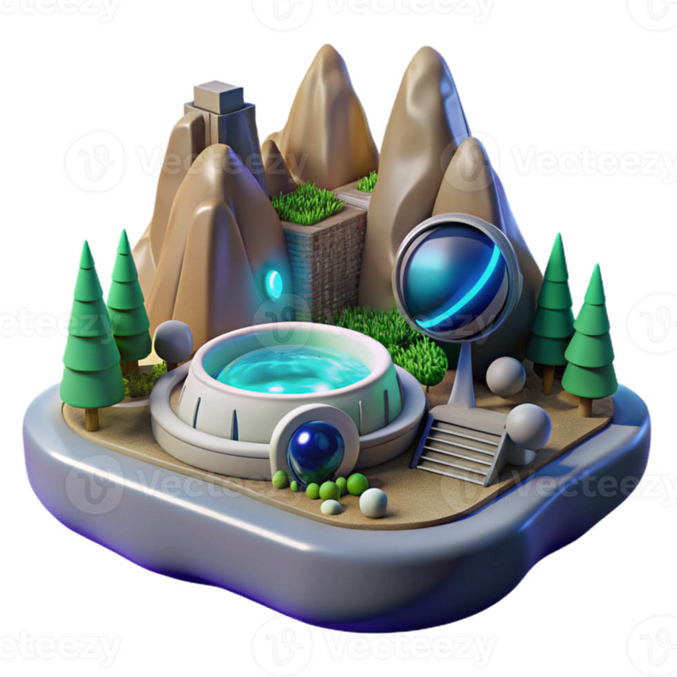 wonderful contemporary Metaverse Landscape Futuristic Cutout Element authentic png