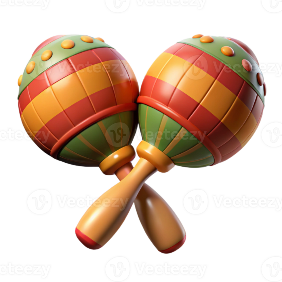 impressive traditional Mexican Maracas Isolated on White Cutout genuine png