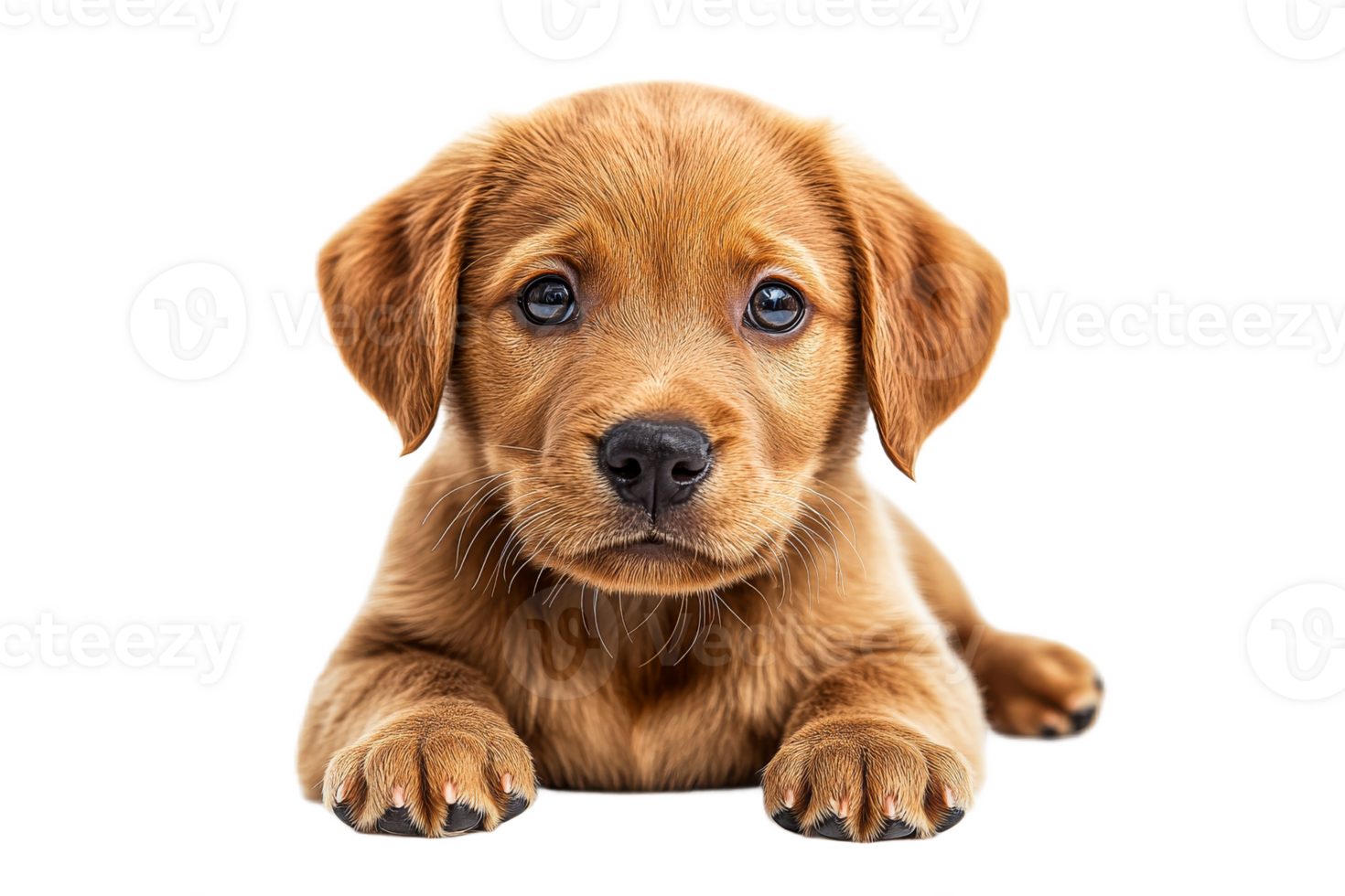 Adorable brown puppy with expressive eyes lying down png