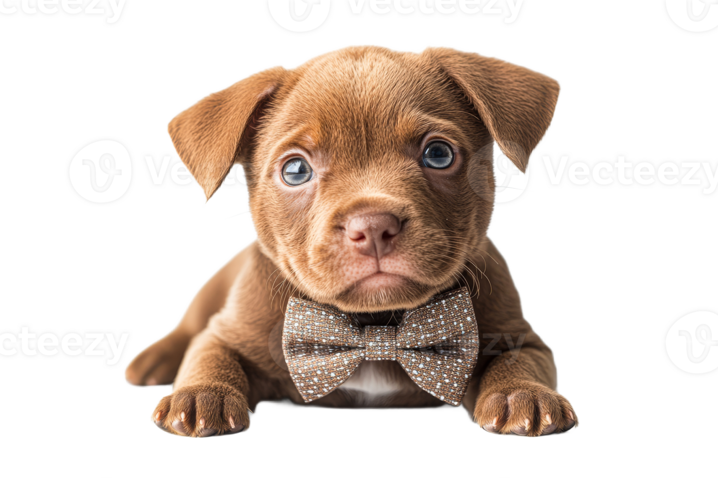 Cute puppy in a bow tie with a transparent background png