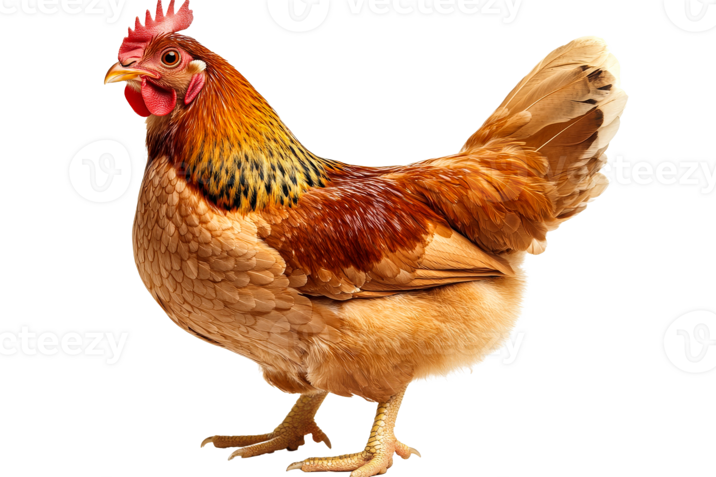 Colorful hen standing on transparent background png