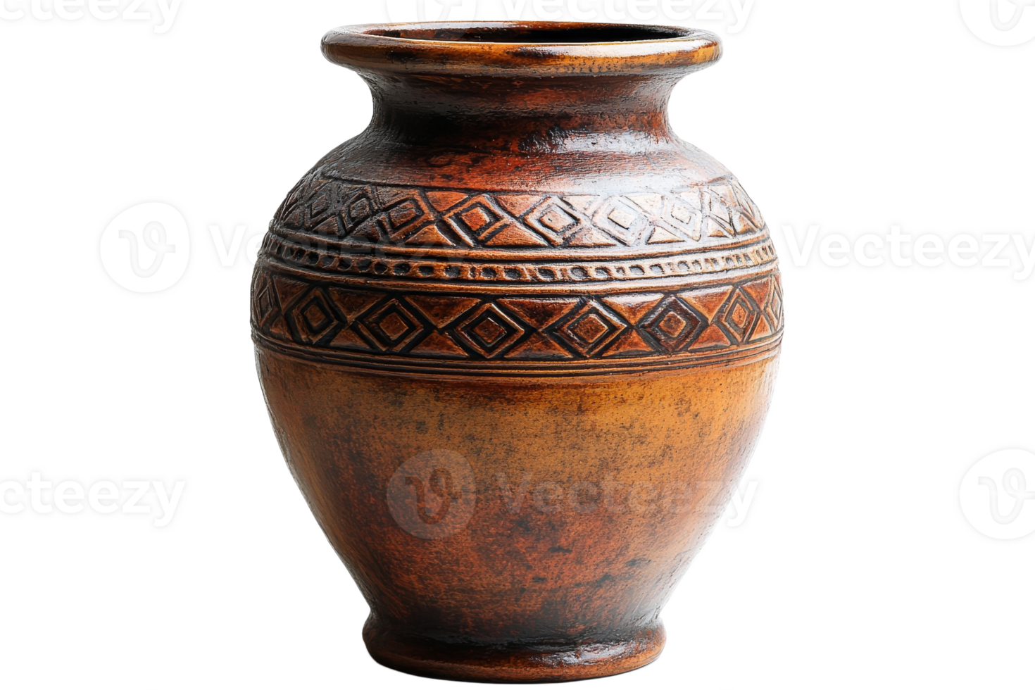 Decorative pottery vase with intricate patterns png