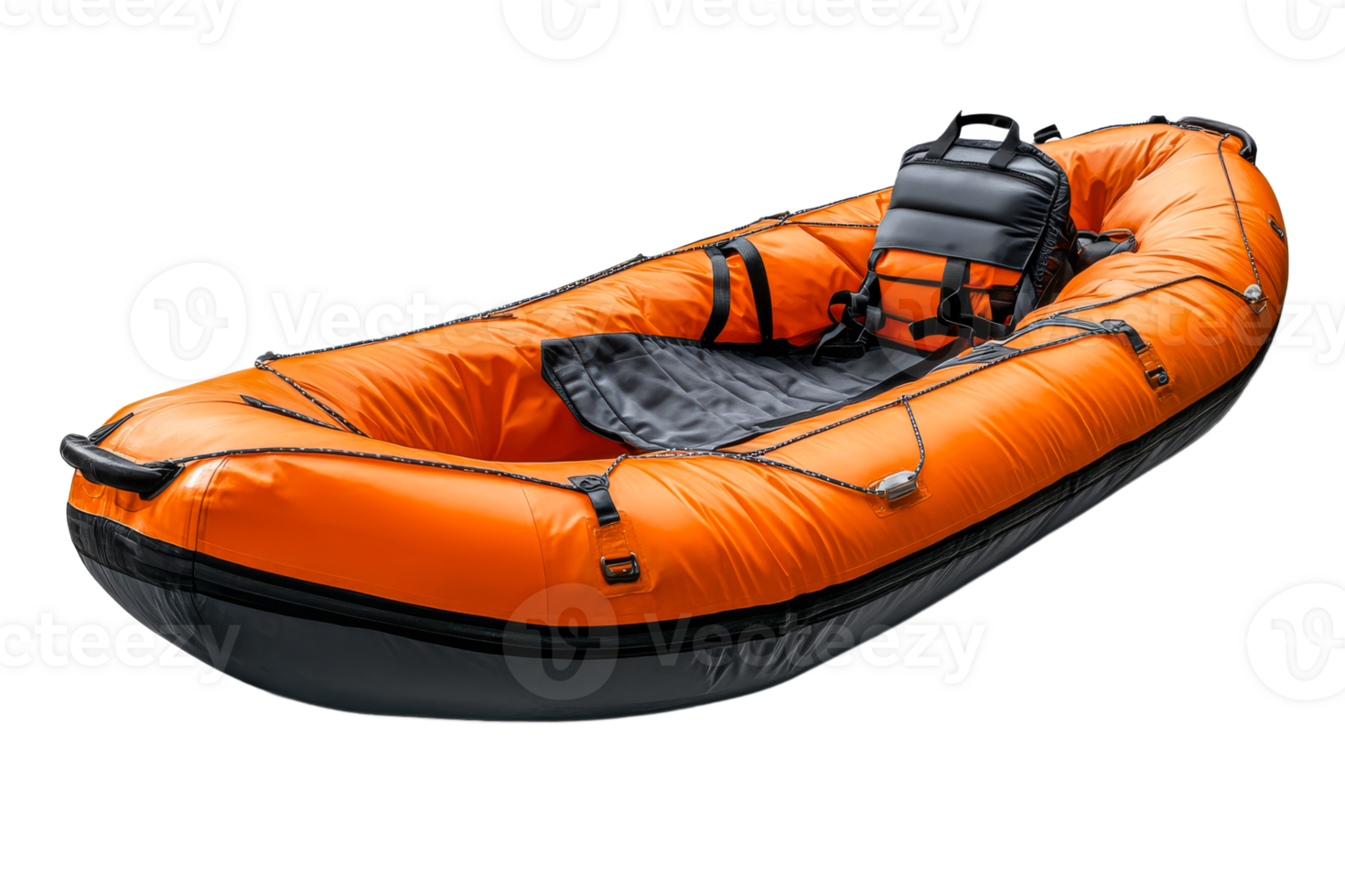 Inflatable orange boat for water adventures and exploration png