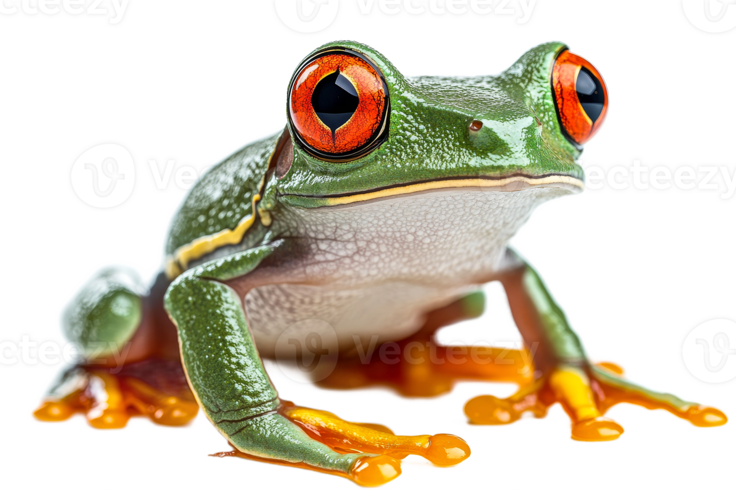 Colorful frog with striking eyes on transparent background png