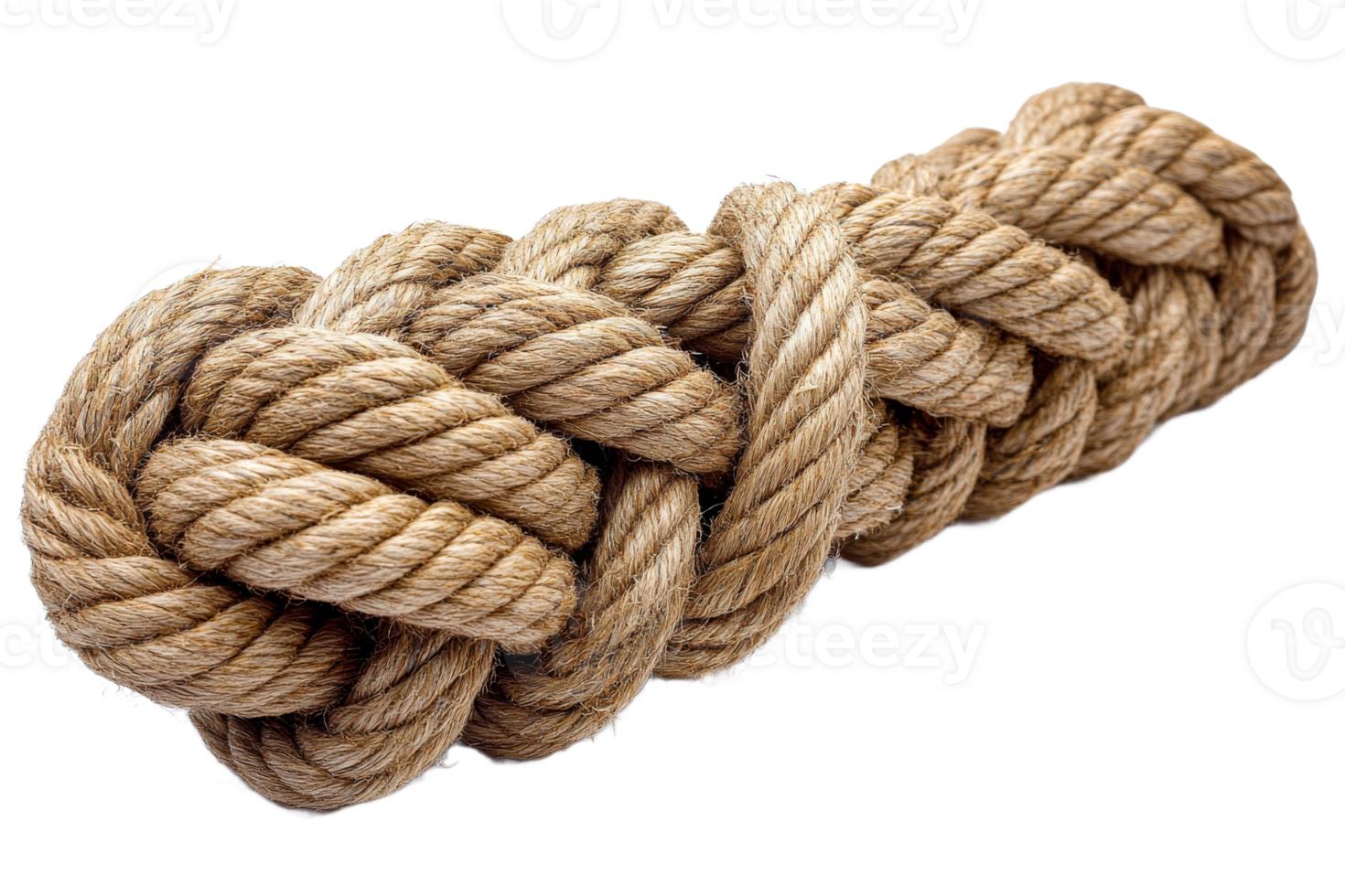 Simple knot tied in natural rope for various uses png
