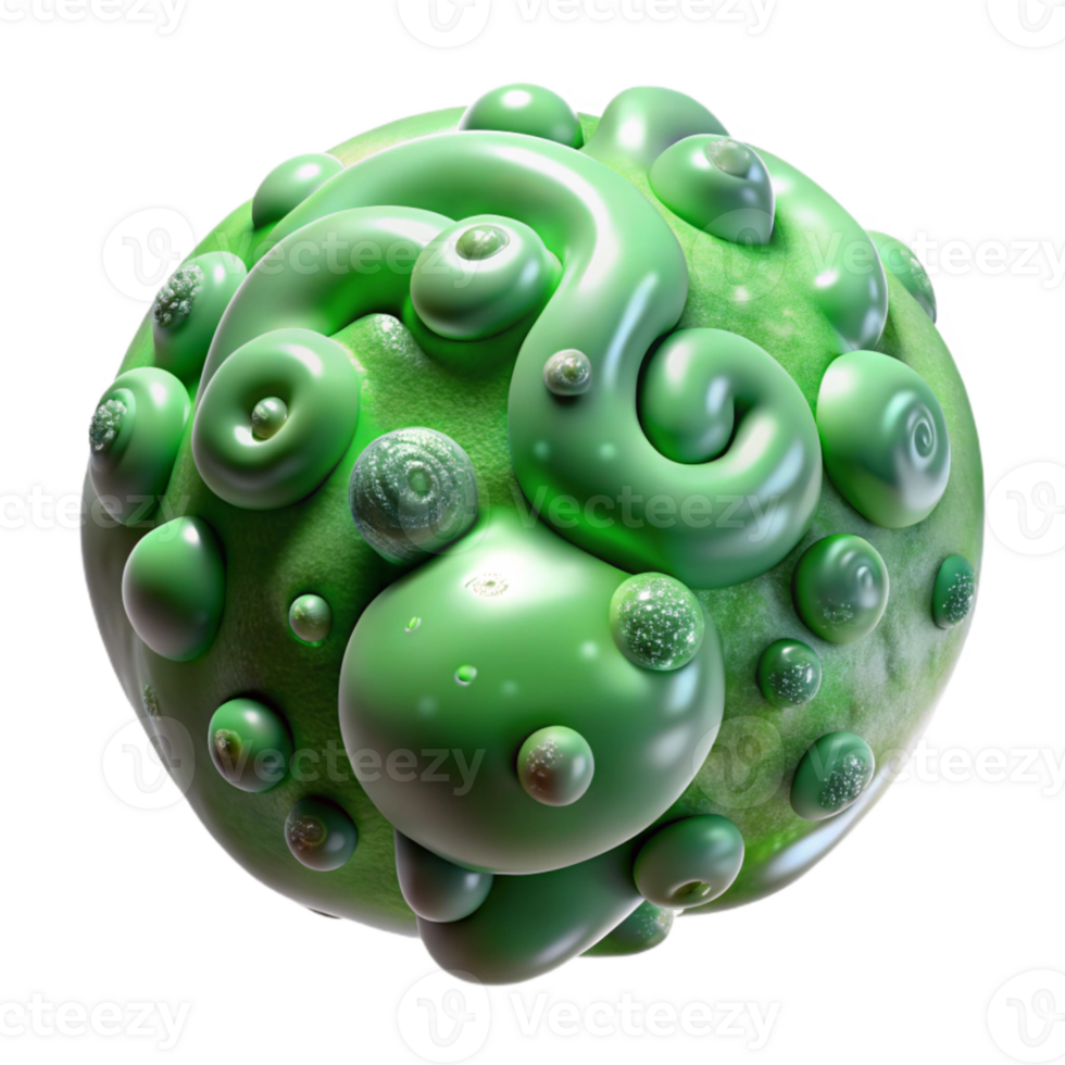 stunning modern Microbial Art Green Swirls Isolated on Transparent Background genuine png
