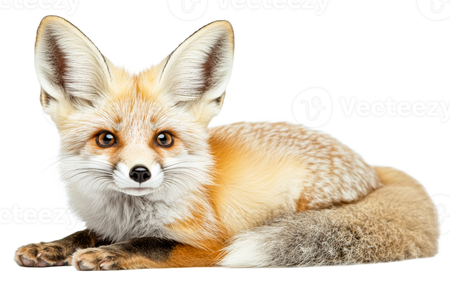 Charming fox resting with fur pattern and vivid eyes png