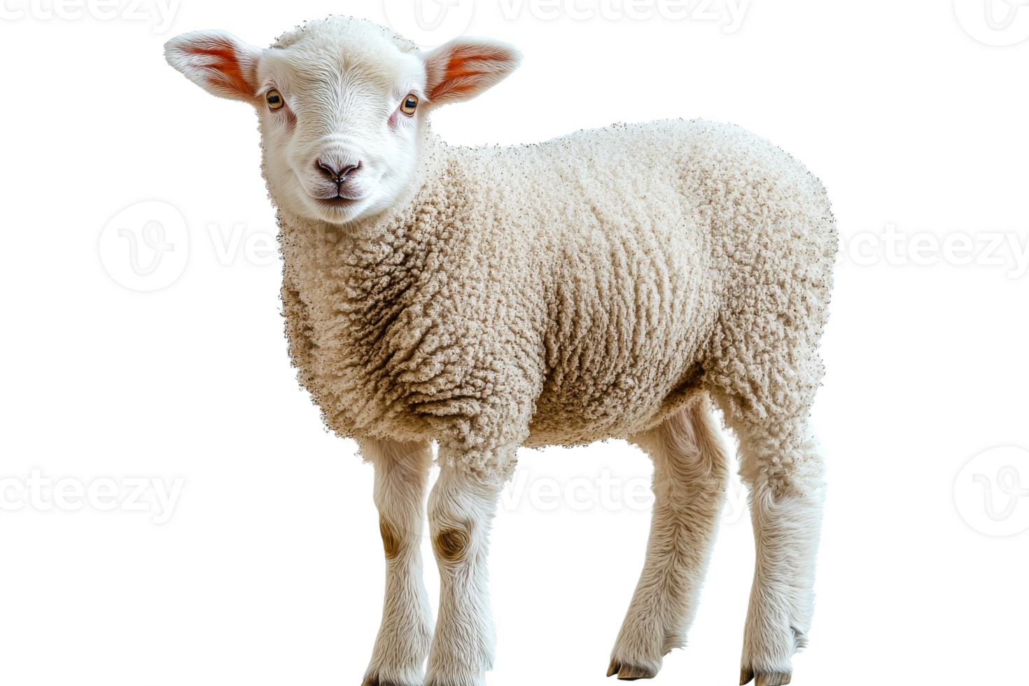 Cute lamb standing on transparent background png