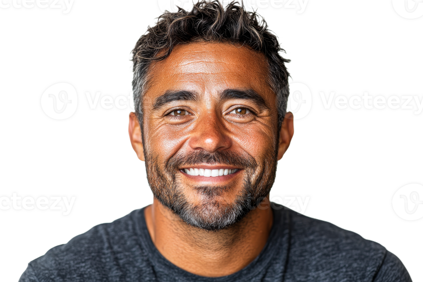 Smiling man displaying joy with a friendly expression png
