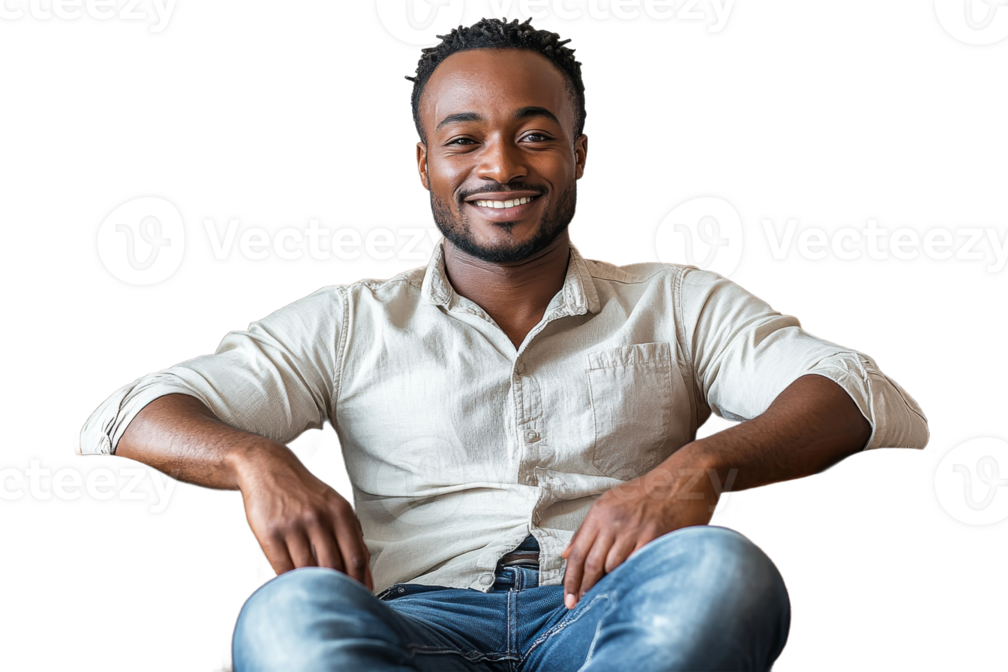 Young man smiling casually in relaxed setting png