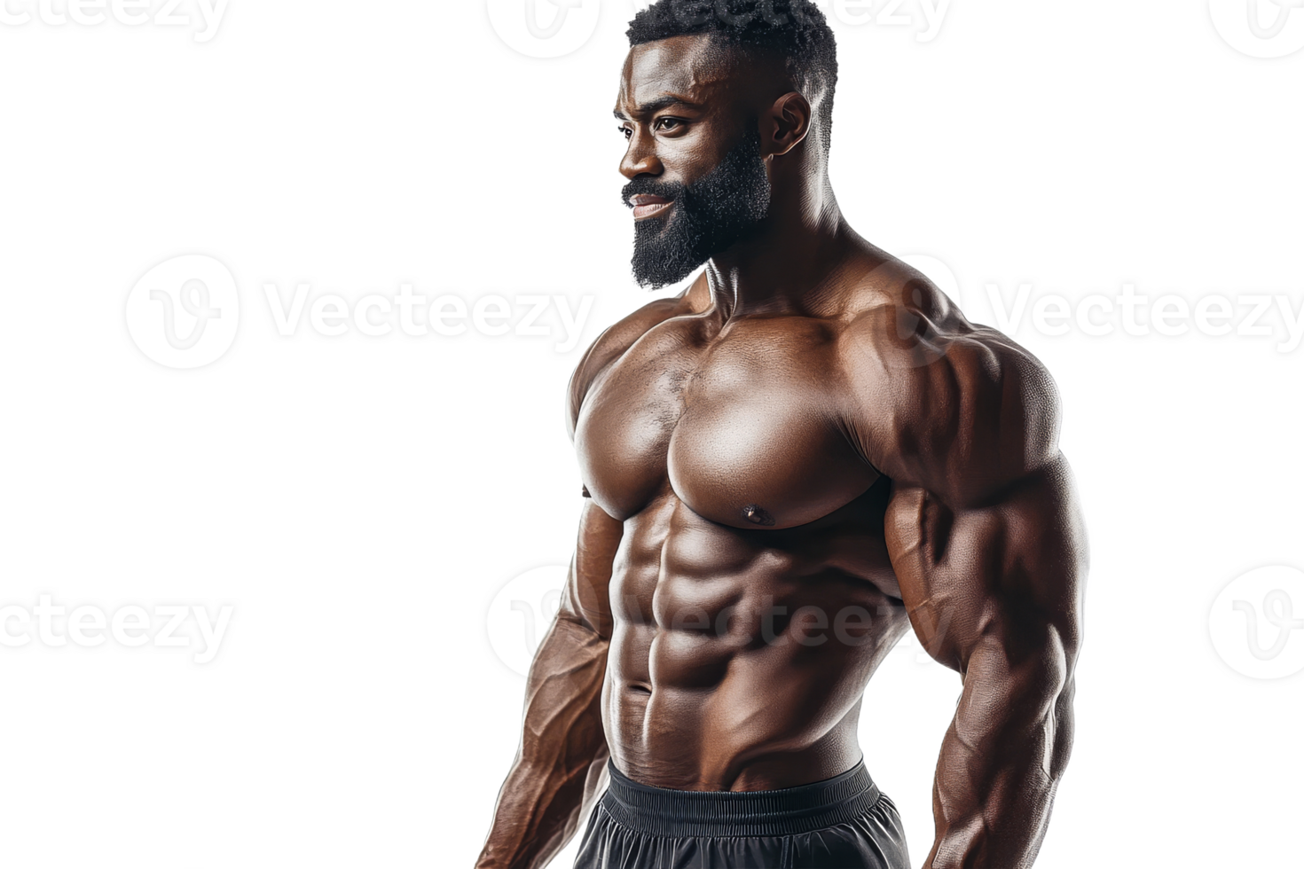 Muscular man poses confidently on transparent background png